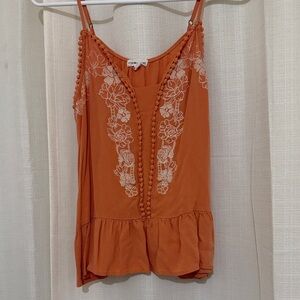 Orange Embroidered Women's Top